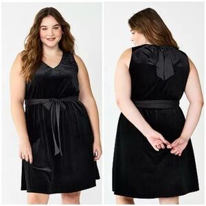 Draper James Sleeveless Bow Velvet Black Dress Cruise Event Luxurious Soft 3X